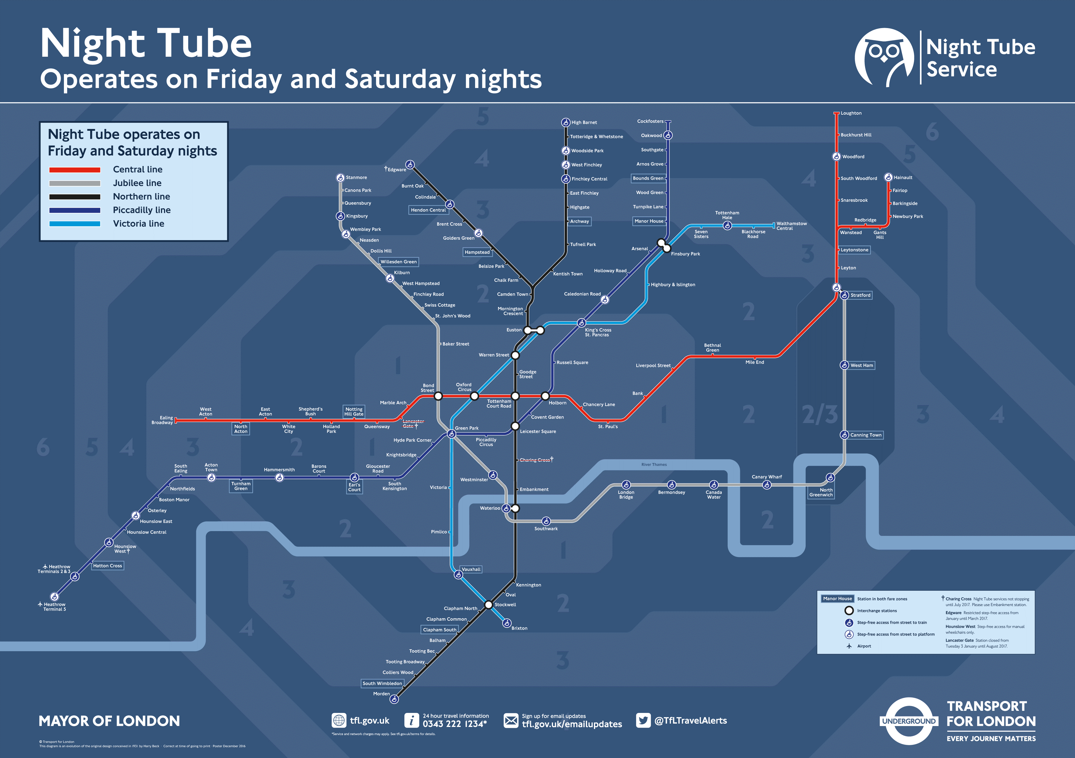 The Night Tube is running Fridays and Saturdays on the Victoria, Jubilee, and most of the Central, Northern and Piccadilly lines
